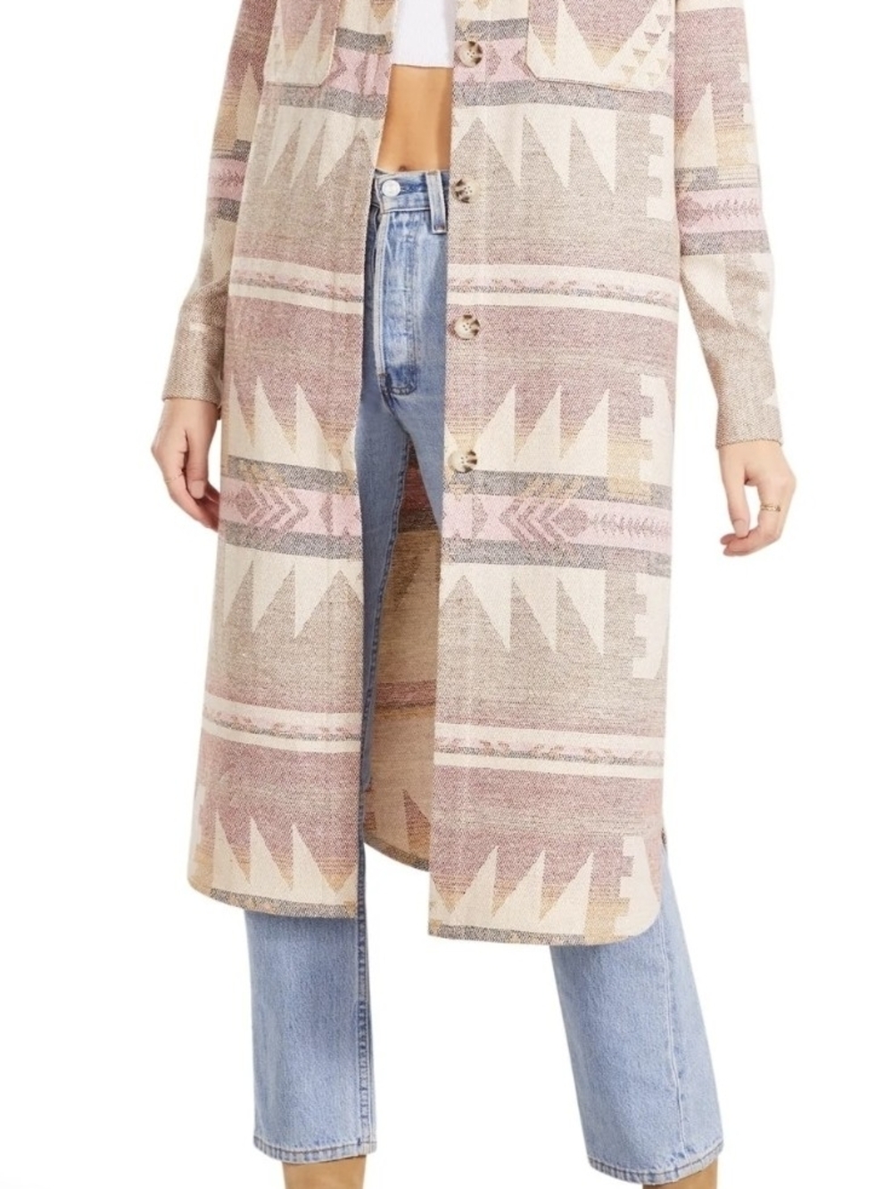 BB Dakota Mojave Moon Coat Women's Sz Large Tan & Pink Colors New With Tag